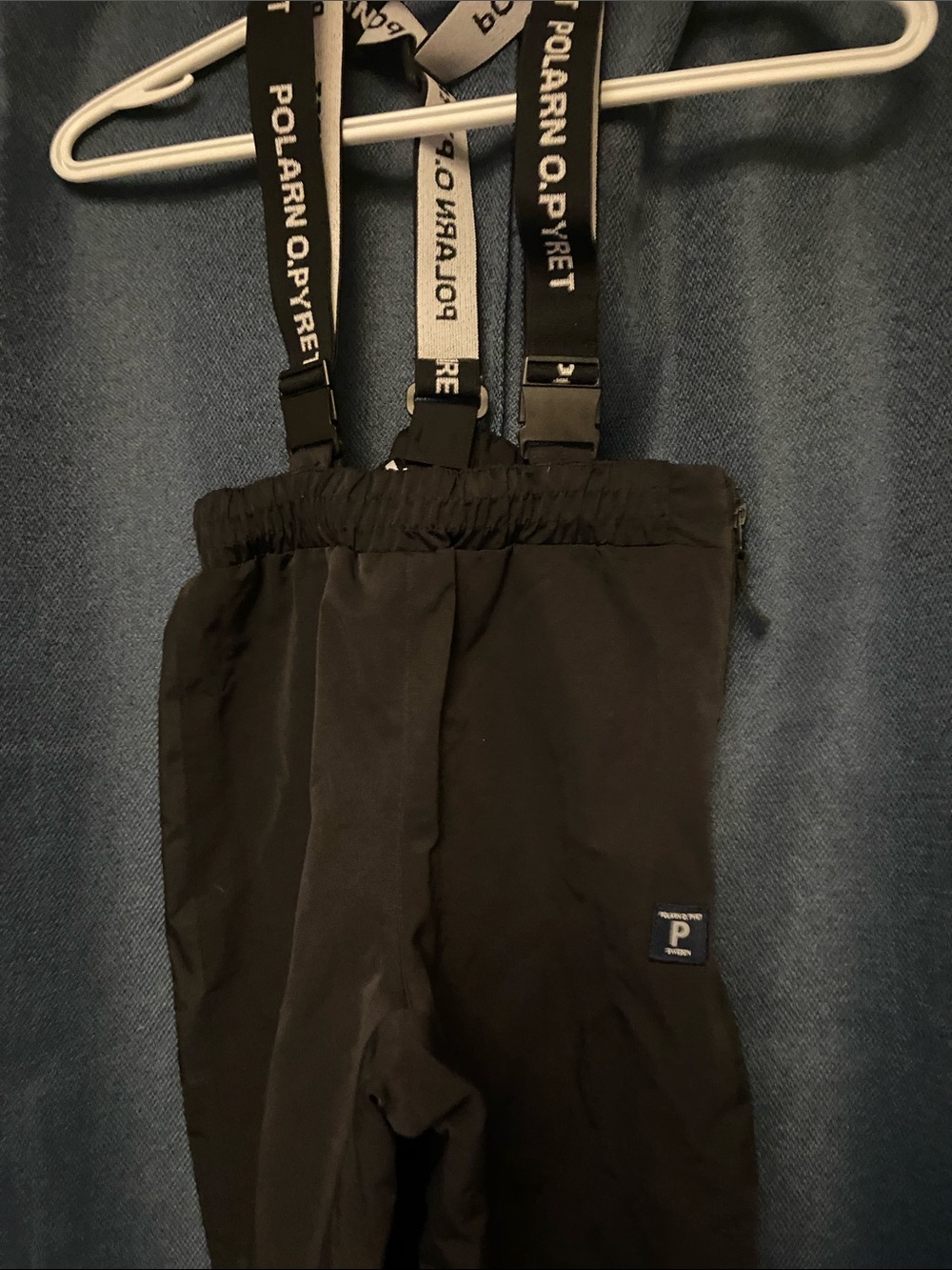 Polarn O. Pyret Black Kids Overalls with Branded Suspenders